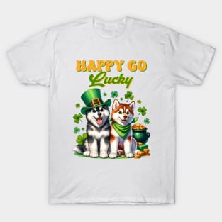 Happy Go Lucky Cute Husky St. Patricks Day T-Shirt